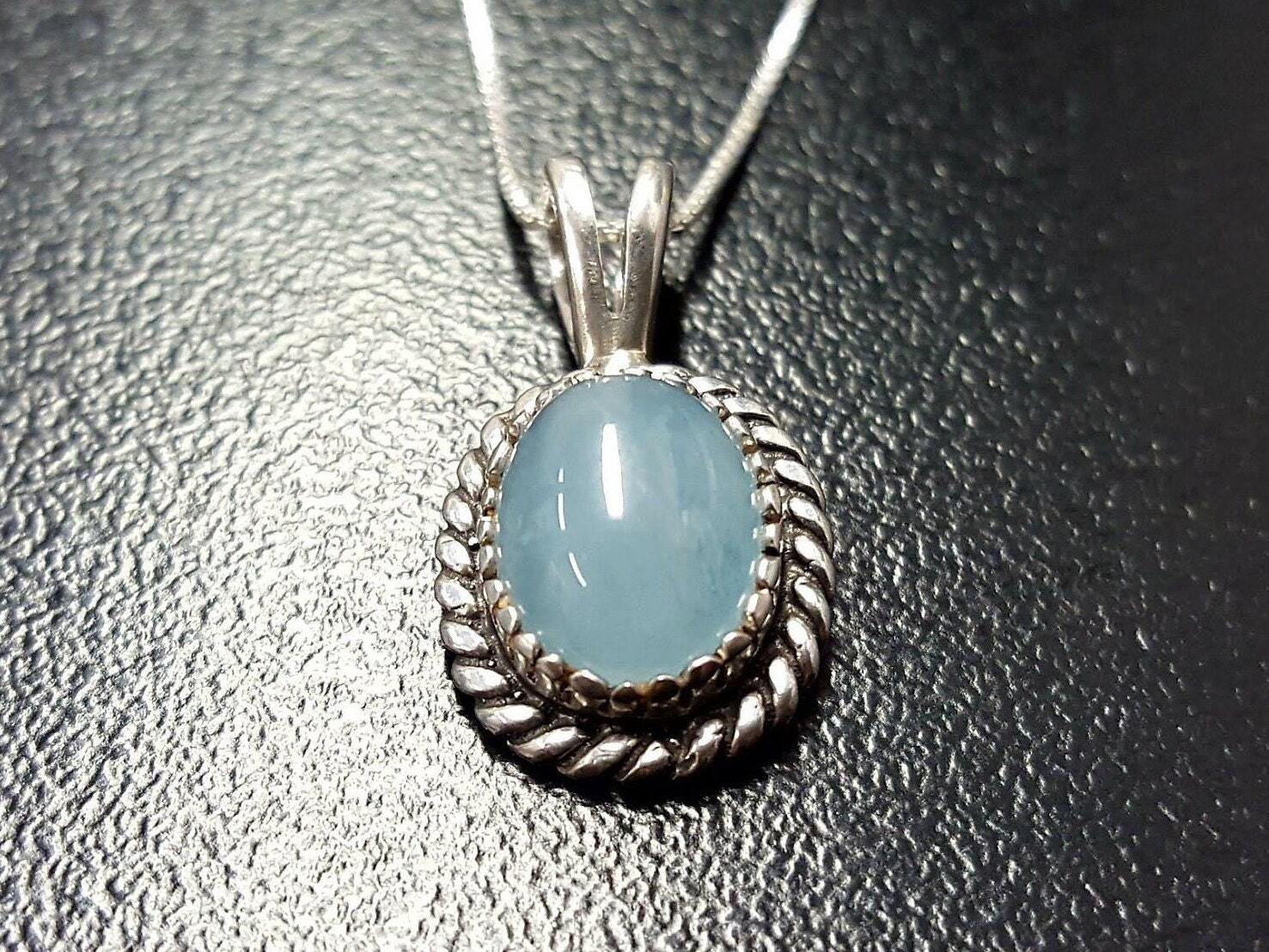 Blue Pendant, Aquamarine Pendant, Natural Aquamarine, March Pendant, Victorian Pendant, Blue Vintage Pendant, Antique Pendant, Aqua Pendant