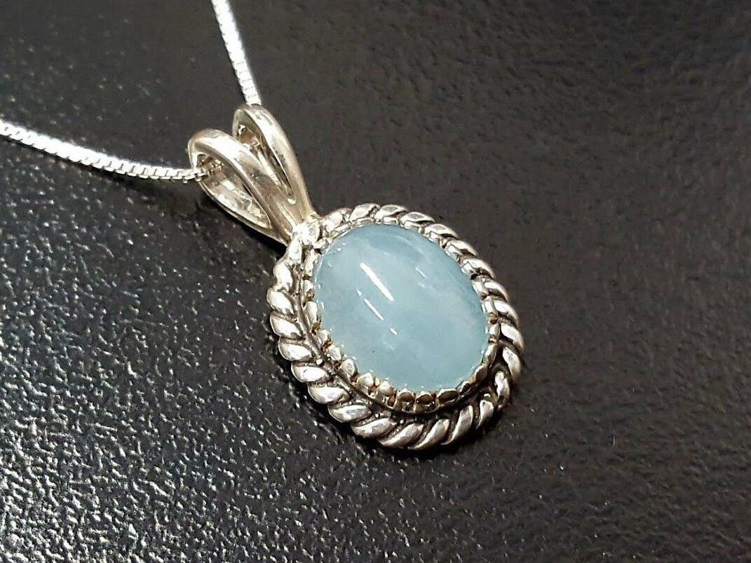 Blue Pendant, Aquamarine Pendant, Natural Aquamarine, March Pendant, Victorian Pendant, Blue Vintage Pendant, Antique Pendant, Aqua Pendant