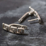Silver Zigzag Earrings - Aztec Maze Earrings - Boho Drop Earrings