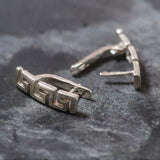 Silver Zigzag Earrings - Aztec Maze Earrings - Boho Drop Earrings