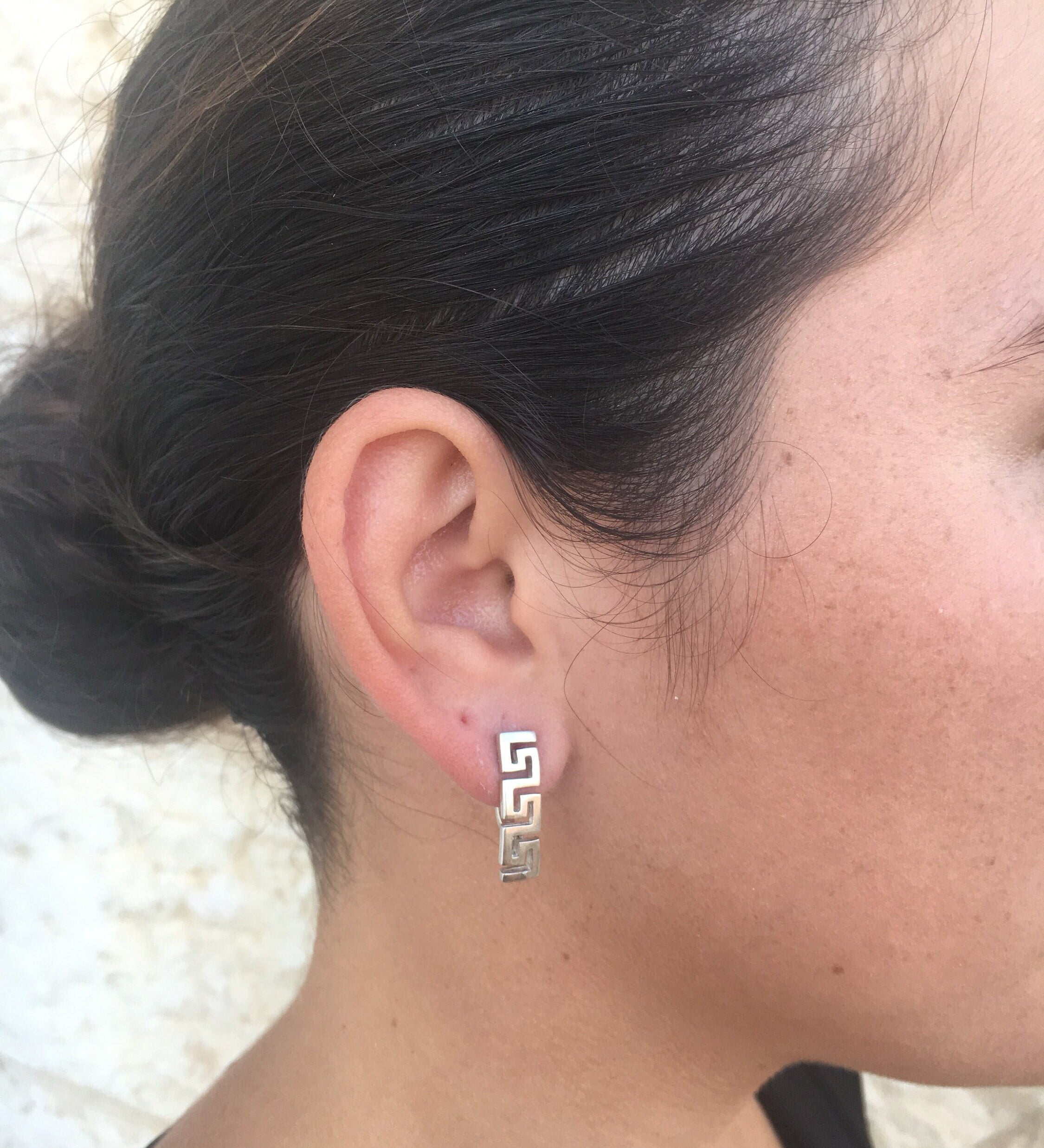 Silver Zigzag Earrings, Long Earrings, Statement Earrings, Aztec Earrings, Artisan Earrings, Zig Zag Studs, Long Studs, 925 Silver Earrings