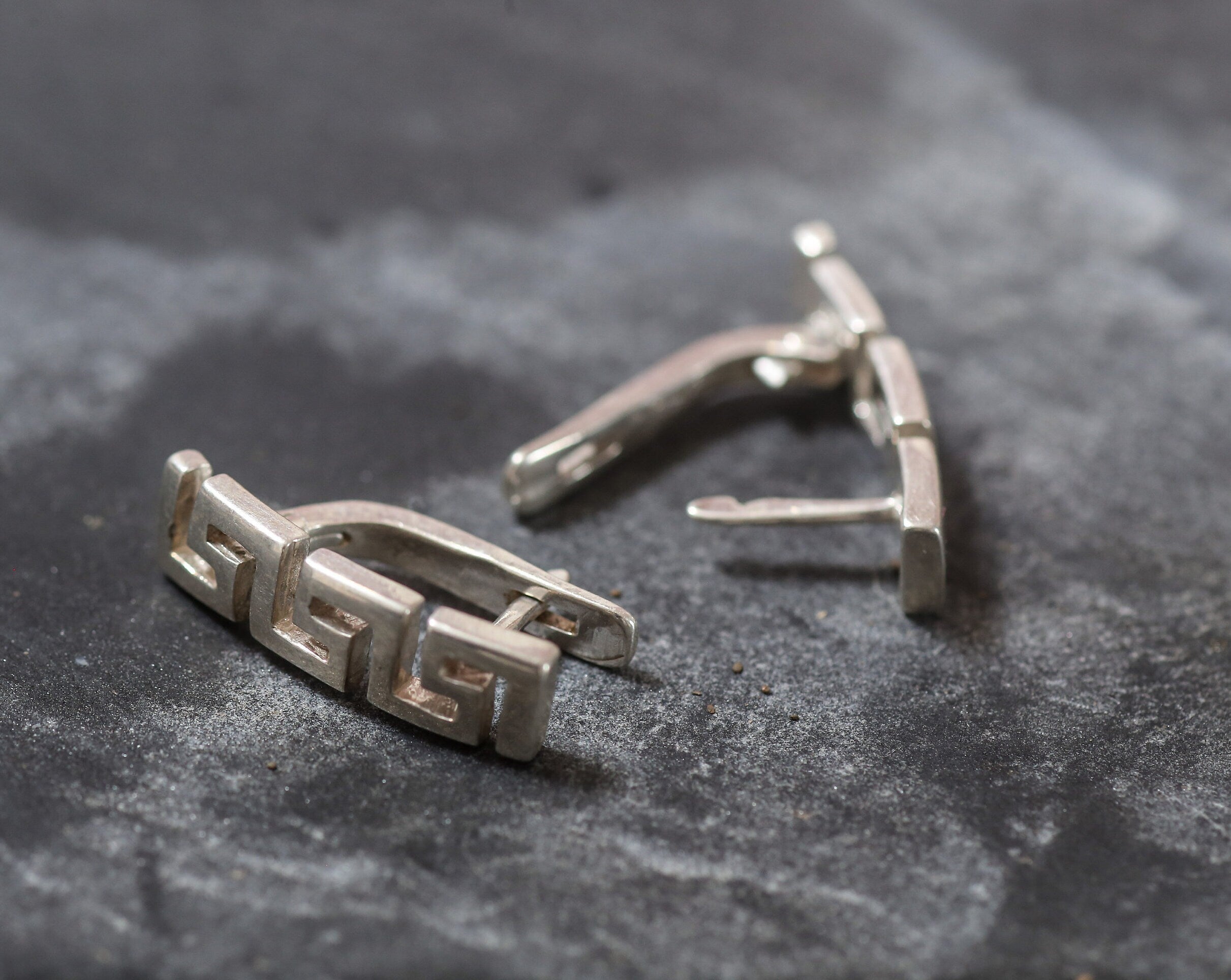 Silver Zigzag Earrings, Long Earrings, Statement Earrings, Aztec Earrings, Artisan Earrings, Zig Zag Studs, Long Studs, 925 Silver Earrings