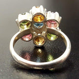 Genuine Tourmaline Ring - Colorful Flower Ring - October Birthstone Ring