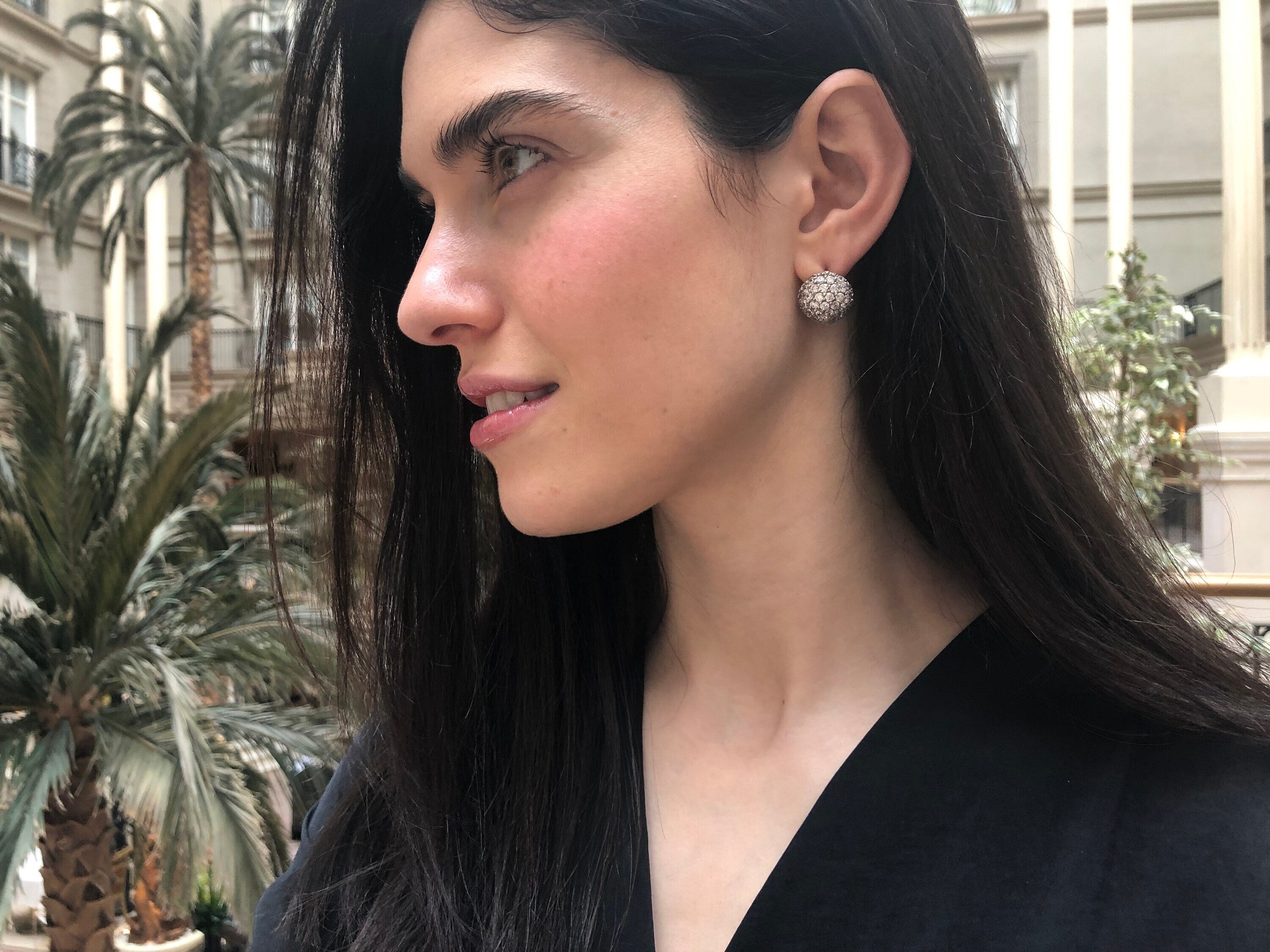 Diamond Cluster Earrings, Created Diamond, Sphere Earrings, Sparkly Earrings, Chunky Earrings, Berry Earrings, Sterling Silver Earrings