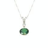 Created Emerald Pendant made in 925 Sterling Silver with Oval Created Green Emerald in Bezel setting, May Birthstone gift idea, symbolizes, ideal for everyday wear and perfect for birthday gifting and special occasions.