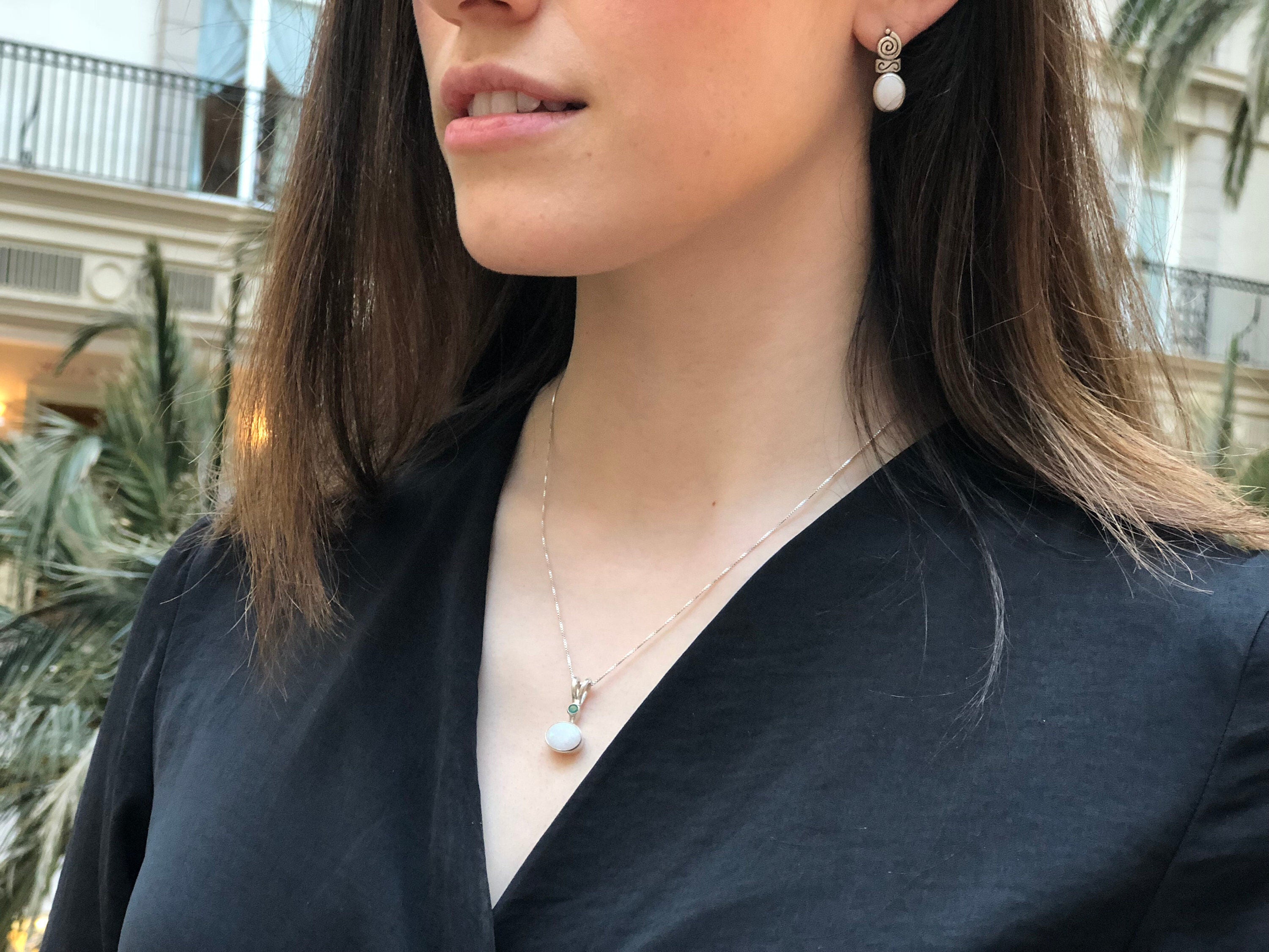 Elegant 925 Sterling Silver Emerald Pendant with Oval Created Green Emerald, perfect May birthstone gift for any occasion.