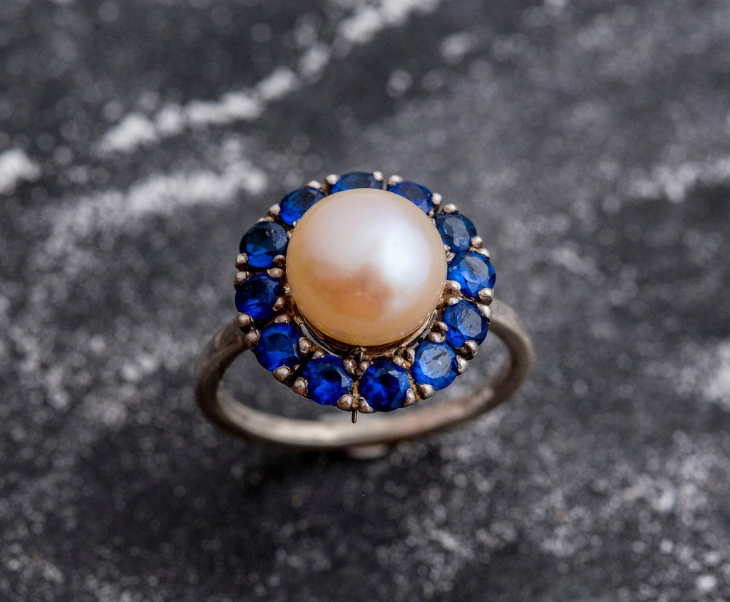 Buy Single Line Real Pearl & Red Coloured Big Stone Necklace, Earrings, Ring,  Bracelet Set Online | Surat Diamond