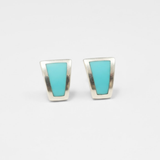 Genuine Turquoise Earrings - Flat Blue Earrings - Smooth Trapezoid Earrings