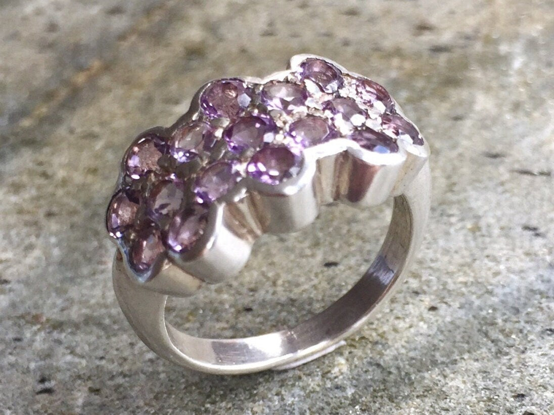 Amethyst Ring, Natural Amethyst, February Birthstone, Vintage Ring, February Ring, 3 Carats, Victorian Ring, Purple Stone, Solid Silver Ring
