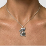 Sapphire Cat Pendant - Stunning silver necklace for cat lovers, crafted in 925 Sterling Silver. Perfect gift for any occasion.