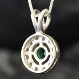 Round Pendant, Emerald Pendant, Created Emerald, Vintage Pendant, Small Pendant, Antique Pendant, Green Pendant, Silver Pendant, Emerald