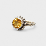 Citrine Solitaire Ring - Yellow Flower Ring - Vintage Citrine Ring