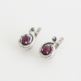 Stylish 925 Sterling Silver earrings with vibrant Round Natural Red Ruby, ideal for daily elegance and meaningful gifts.