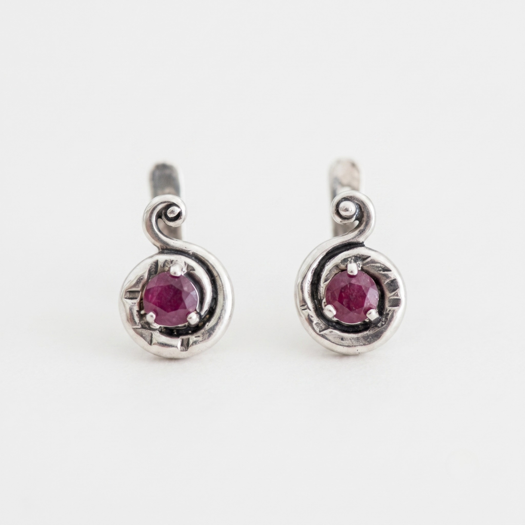 Natural Ruby Earrings made in 925 Sterling Silver with Round Natural Red Ruby in Prong setting, July Birthstone gift idea, symbolizes nobility, purity, and passion, ideal for everyday wear and perfect for birthday gifting and special occasions.