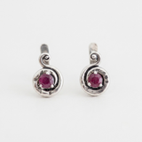 Natural Ruby Earrings made in 925 Sterling Silver with Round Natural Red Ruby in Prong setting, July Birthstone gift idea, symbolizes nobility, purity, and passion, ideal for everyday wear and perfect for birthday gifting and special occasions.