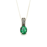 Created Emerald Pendant made in 925 Sterling Silver with Oval Created Green Emerald in Prong setting, May Birthstone gift idea, symbolizes, ideal for everyday wear and perfect for birthday gifting and special occasions.
