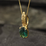 Emerald Solitaire Gold Pendant - Tribal Emerald Necklace, Vintage Emerald Pendant