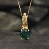 Emerald Solitaire Gold Pendant - Tribal Emerald Necklace, Vintage Emerald Pendant