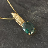 Emerald Solitaire Gold Pendant - Tribal Emerald Necklace, Vintage Emerald Pendant