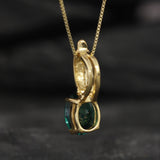 Emerald Solitaire Gold Pendant - Tribal Emerald Necklace, Vintage Emerald Pendant