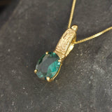 Emerald Solitaire Gold Pendant - Tribal Emerald Necklace, Vintage Emerald Pendant