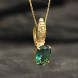 Emerald Solitaire Gold Pendant - Tribal Emerald Necklace, Vintage Emerald Pendant