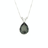 Green Diamond Pendant - Gold Diamond Necklace, Green Diamond Teardrop Pendant