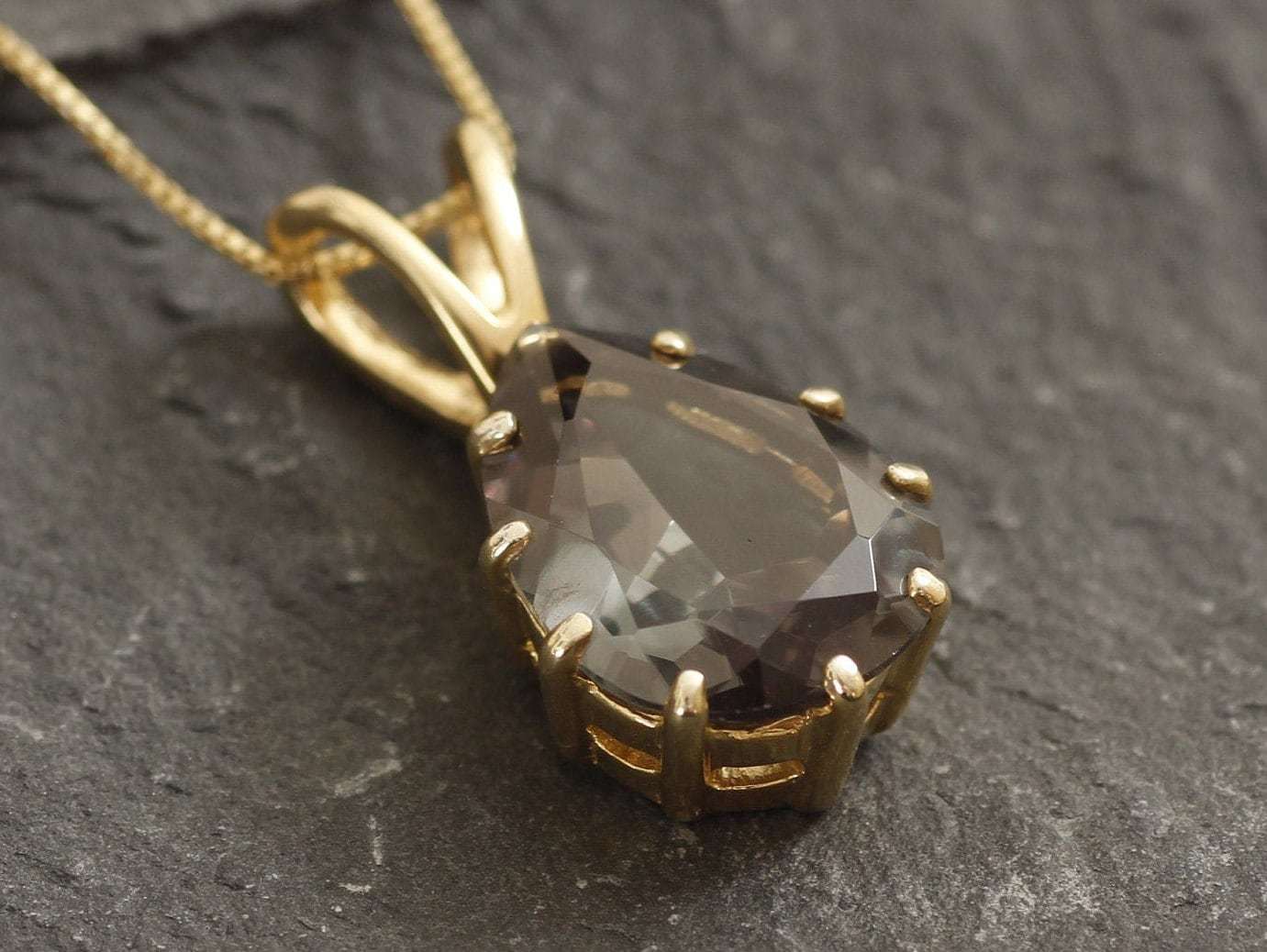 Green Pendant, Green Diamond, Created Diamond, Tear Drop Pendant, Vintage Pendant, Solid Silver, Silver Pendant, Pure Silver, Teardrop charm(1)