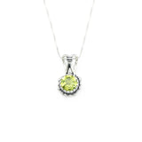 Peridot Necklace - Round Dainty Pendant - Green Flower Necklace