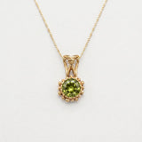 Gold Peridot Pendant - Natural Peridot Necklace, Gold Round Pendant