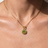 Gold Peridot Pendant - Natural Peridot Necklace, Gold Round Pendant