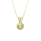 Gold Peridot Pendant - Natural Peridot Necklace, Gold Round Pendant