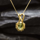 Gold Peridot Pendant - Natural Peridot Necklace, Gold Round Pendant