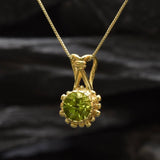 Gold Peridot Pendant - Natural Peridot Necklace, Gold Round Pendant