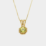 Gold Peridot Pendant - Natural Peridot Necklace, Gold Round Pendant