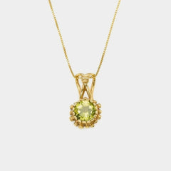 Gold Peridot Pendant - Natural Peridot Necklace, Gold Round Pendant
