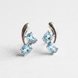 Genuine Topaz Earrings - Blue Two Stone Earrings - Vintage Drop Earrings