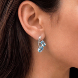 Genuine Topaz Earrings - Blue Two Stone Earrings - Vintage Drop Earrings