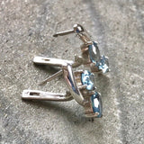 Genuine Topaz Earrings - Blue Two Stone Earrings - Vintage Drop Earrings