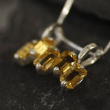 Yellow Citrine Pendant - Natural Citrine Necklace, Staggered Baguette Necklace