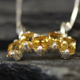 Yellow Citrine Pendant - Natural Citrine Necklace, Staggered Baguette Necklace