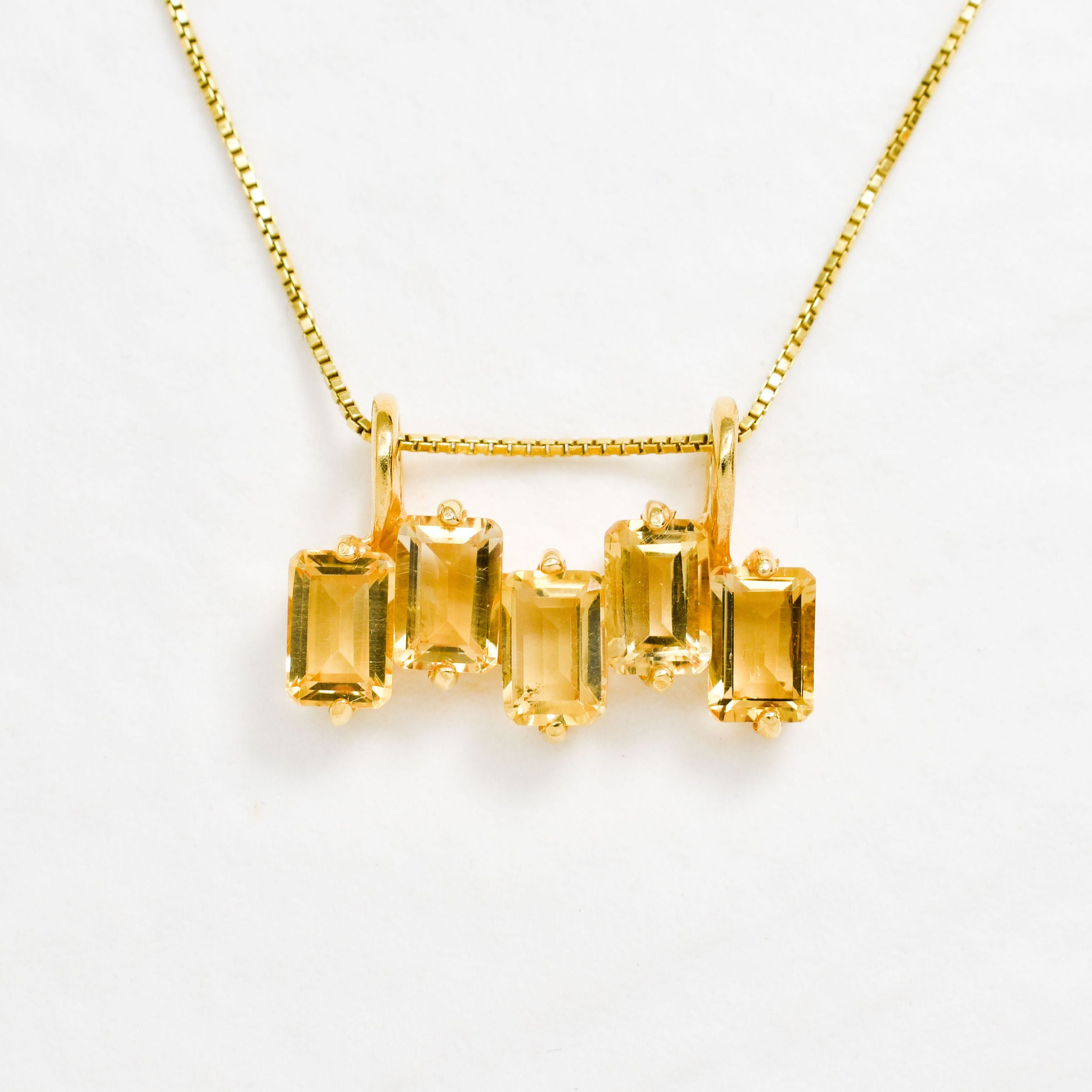 Citrine Pendant, Baguette Pendant, Natural Citrine, Emerald Cut Necklace, November Birthstone, Dainty Yellow Pendant, Solid Silver Pendant(1)