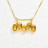 Yellow Citrine Pendant - Natural Citrine Necklace, Staggered Baguette Necklace