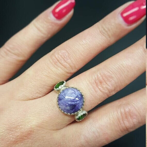 Aquamarine Ring, Natural Aquamarine, Chrysoprase Ring, Unique Ring, March Ring, Blue Ring, March Birthstone, Solid Silver Ring, Aquamarine