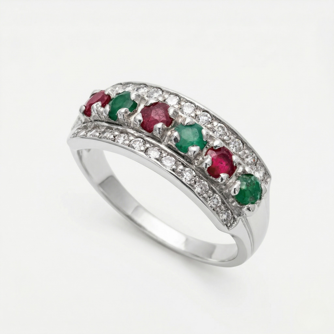 Natural Emerald Ring made in 925 Sterling Silver with Round Natural Green Emerald in Channel-Set setting, May Birthstone gift idea, symbolizes growth, harmony, and deep emotional healing, ideal for everyday wear and perfect for birthday gifting and special occasions.