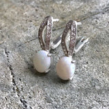 Australian Opal Earrings - White Drop Earrings - Vintage Bridal Earrings