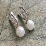 Australian Opal Earrings - White Drop Earrings - Vintage Bridal Earrings