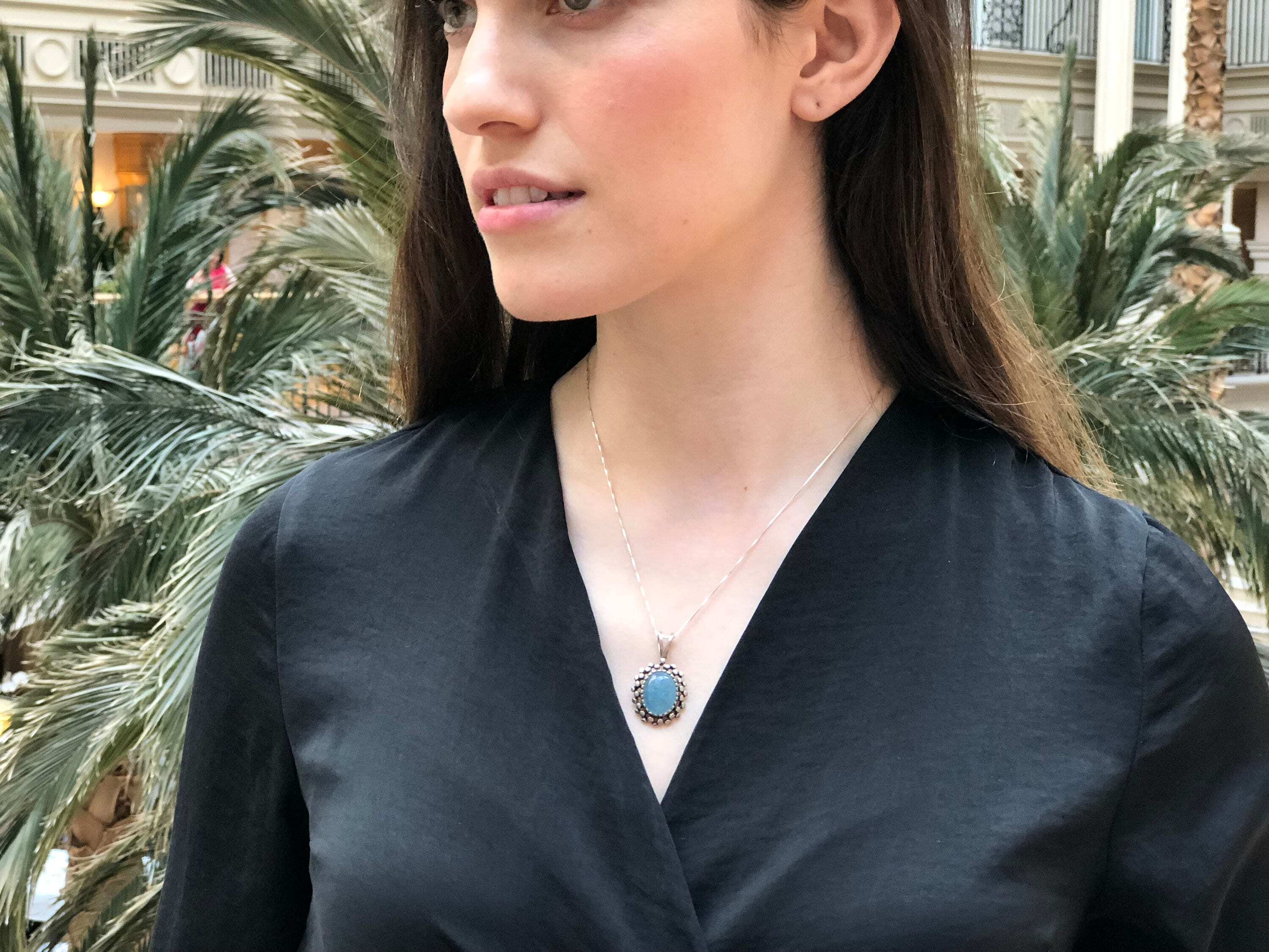 Aquamarine Pendant, Natural Aquamarine, Large Aquamarine, March Birthstone, Real Aquamarine, Blue Aquamarine Pendant, Solid Silver Pendant