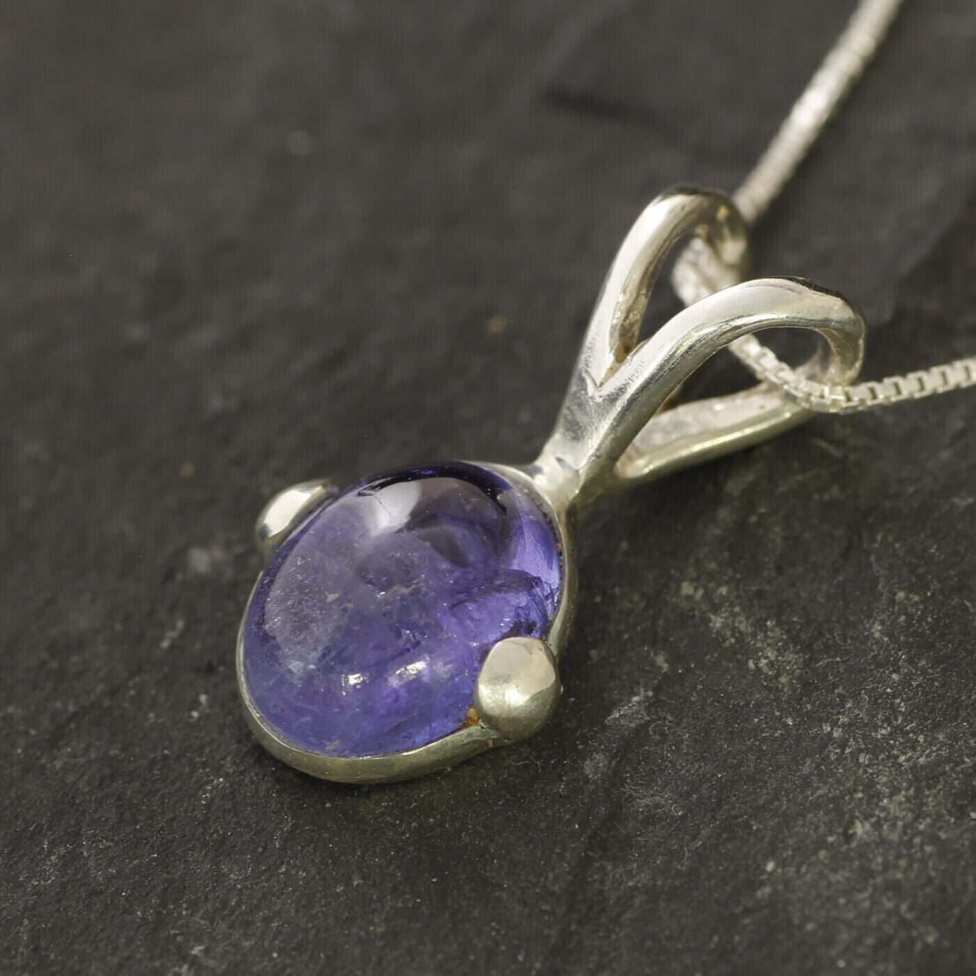 Tanzanite Necklace, Natural Tanzanite, Blue Oval Pendant, December Birthstone, Layering Necklace, Purple Pendant, Sterling Silver Pendant