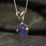 Oval Blue Pendant - Classic Tanzanite Necklace - Vintage Antique Necklace